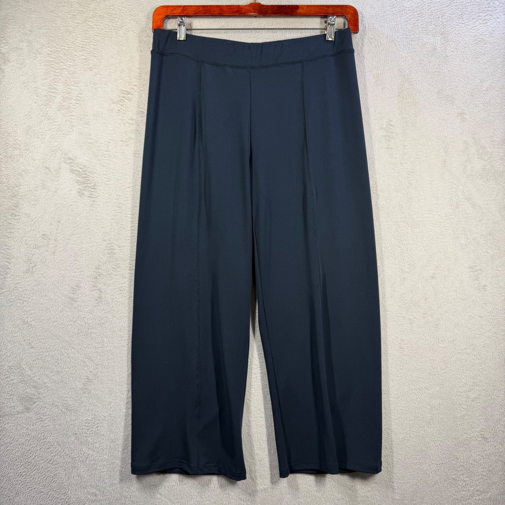 Abi Wide Leg Pants Womens Medium Black Athleisure Pull On Ankle